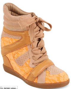 There are lots of these high heel sneaker styles. THE MIND BOGGLES.